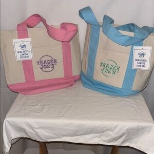 Trader Joe’s limited edition Pink and Blue Mini Canvas Tote Bags
